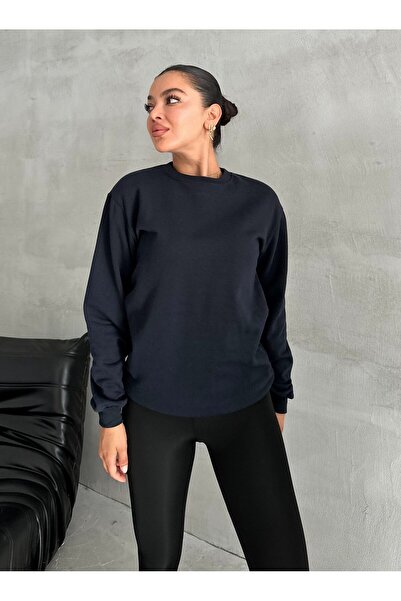 My Blog Crew Neck sötétkék pulóver