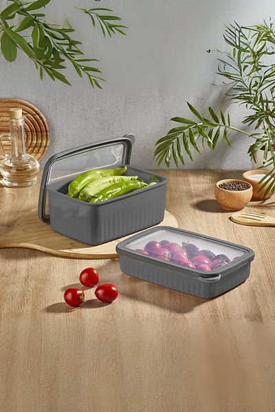 VİP AHMET Large Vacuum Storage Container - Rectangular, Deep, 1*4.2 Lt, 2*2.1 L