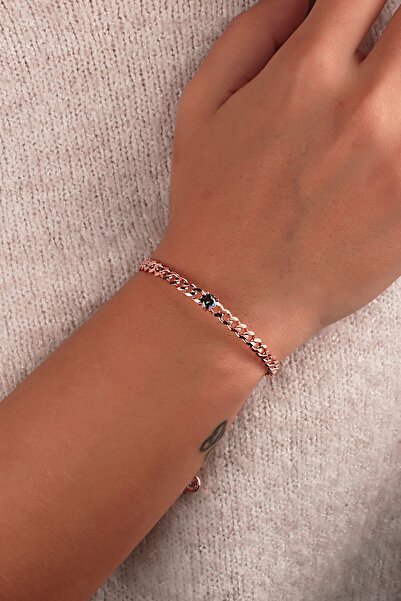 SUNSHINE 925 Ayar Rose Kaplamalı Mistik Topaz Renk Zirkon Taşlı Gümüş Bileklik