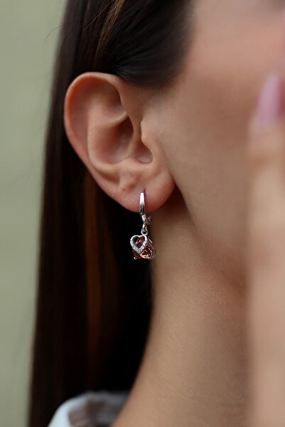 SUNSHINE Kadın Rodyum Zirkon Taşlı Kapli Gümüş Küpe