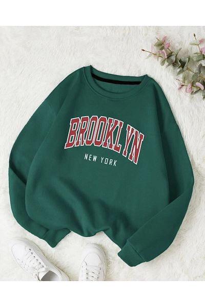 MOONBULL Φούτερ Unisex Green Bronklyn με στάμπα oversize