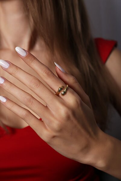 SUNSHINE 925 Ayar Gold Kaplamalı Parmağa Sarılan Gümüş Yüzük