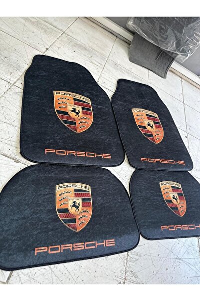 as garaj PORSCHE SİYAH ZEMİN PORSCHE BASKILI LÜKS HALI PASPAS ÜNİVERSAL