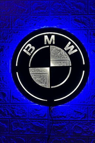 tuticocraft BMW Logo, Dekoratif Led Işıklı Ahşap Tablo, Led Işıklı Duvar Deko...