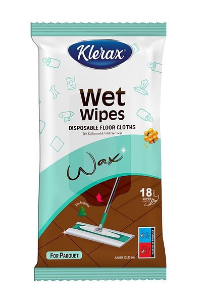 Klerax Jumbo 20X30 cm Laminated Wet Floor Cloth - Wood, Hardwood, Honey Waxed, 18 Sheets