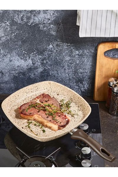 FALEZ Creamy Granitec 28 cm Square Pan Without Lid