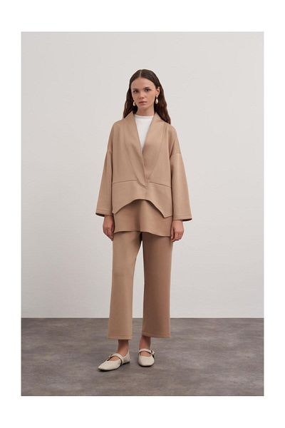FUSHYA Scuba Fabric Collar Detailed Double Set