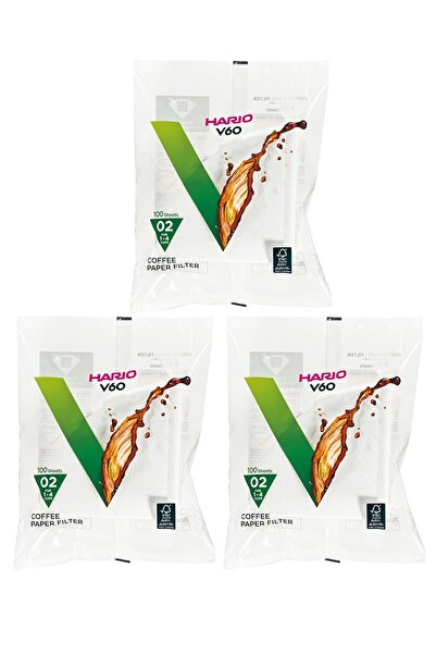 Hario مجموعة مكونة من 100 فلتر ورقي أبيض للقهوة، مقاس 02، إجمالي 300 ورقة