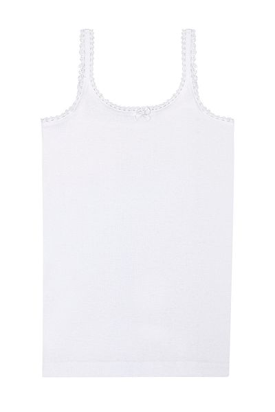 ÖZKAN underwear Özkan 1610 - 5 Pack Girls' Knitted Tank Top, 100% Cotton, Lace Detailed Rib Collar, Thin Strap