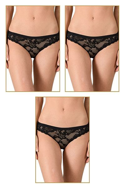 ÖZKAN underwear Özkan 25597 Pachet de 3 chiloți pentru femei din bumbac modal din dantelă