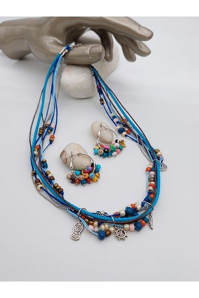 takitokaciniz Handmade Authentic Women's Necklace Earrings Set