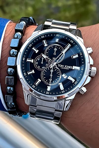 Tom Jones Men's Watch and Bracelet Set - Waterproof, with Calendar and Gift