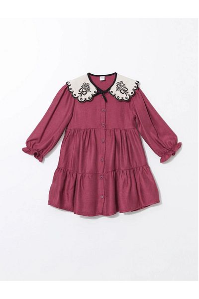 LC Waikiki Lcw Baby - Light Plum, Baby Collar, Long Sleeve Baby Girl Dress