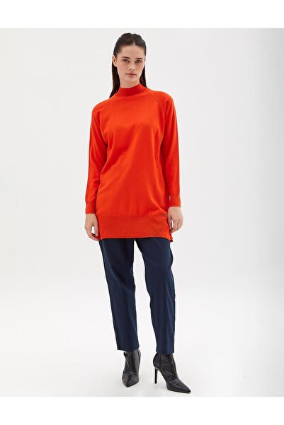 Kayra Yarım Balıkçı Yaka Triko Tunik Turuncu