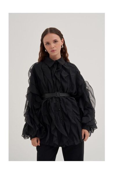FUSHYA Belted Frill Detailed Shirt