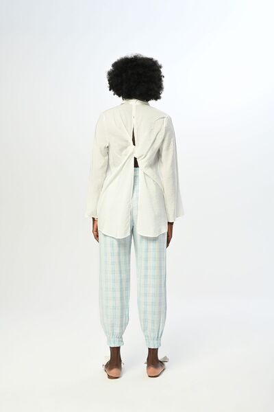 Orfeo Negro KADIN RAHAT KALIP BELİ LASTİKLİ EKOSE DESENLİ PANTOLON