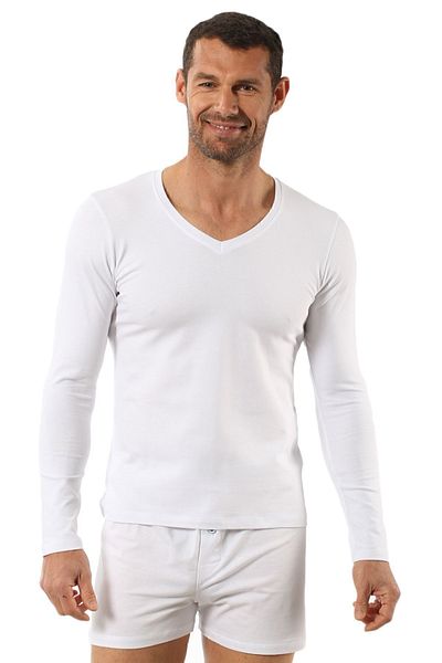 ÖZKAN underwear Özkan 0274 Men's Combed Cotton Lycra Cotton V-Neck Long Sleeve T-Shirt Undershirt