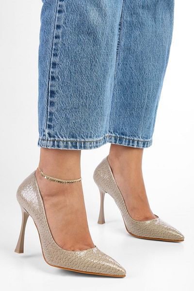 Shoeberry Mony Mink Snake Patterned Damen-Stiletto