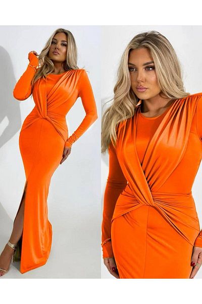 hipnoz butik Rochie de damă cu mâneci lungi și despicatură
