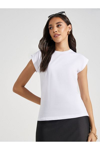 Styli Regular Fit Cotton Cap Sleeves T-Shirt