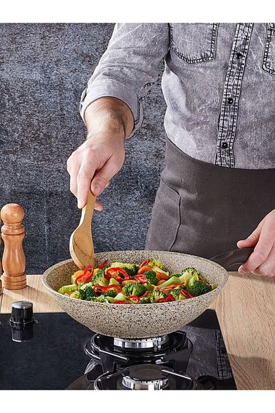 FALEZ Creamy 28 Cm Granite Wok Pan
