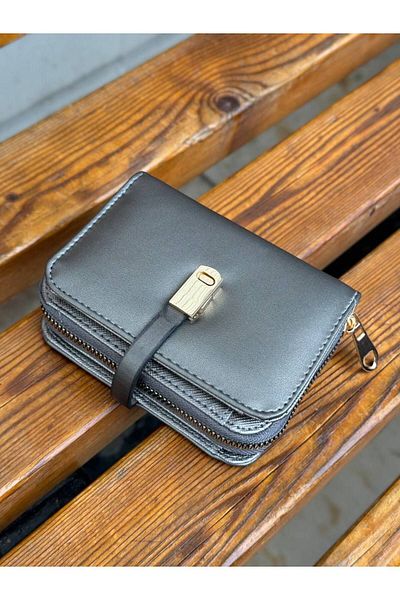Zeynep Ceyda Koçak Faux Leather Small Wallet - Metal Detailed