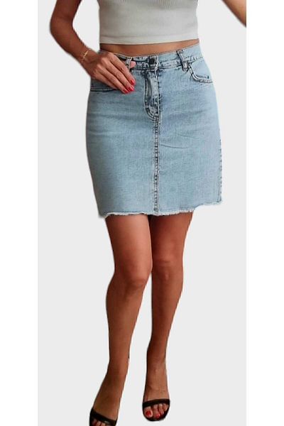duygu dilsiz Fusta mini din denim pentru femei Color Lycra cu buzunare