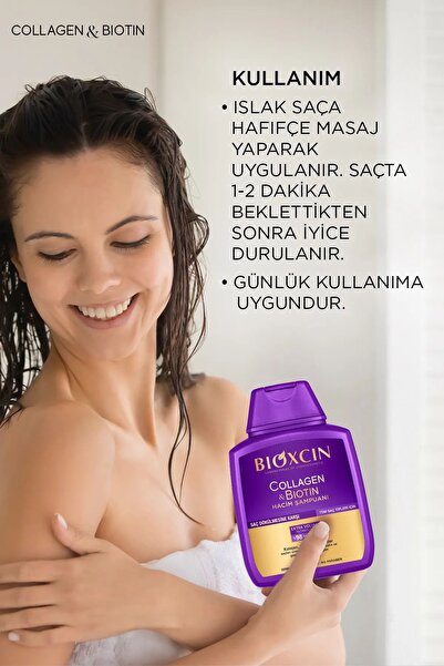 Bioxcin Collagen & Biotin Ekstra Hacim Şampuanı 300 Ml - Kolajen Biotin İnce Seyrek Saçlar 4'lü