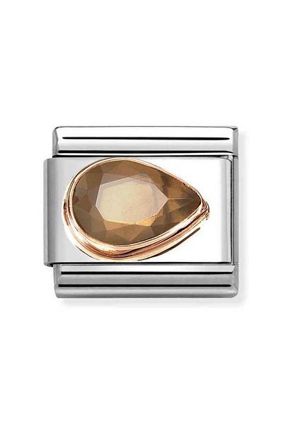 NOMİNATİON Composable Classic Decorative Link - Surface Embroidered - Smoky - 9K Rose Gold Zircon