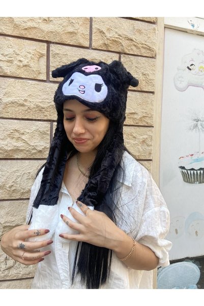 bygokhans Kawaii Kuromi Cute Animated Eared Hat with Lights