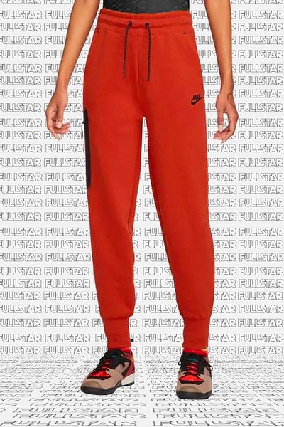 Nike Дамски спортен долнище от Tech Fleece - Свободна кройка, Оранжево-червено