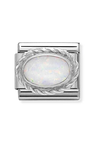 NOMİNATİON Comp, Klasik Sert Değerli Taşlar Paslanmaz Çelik, Zengin 925 Gümüş Ayar Beyaz Opal