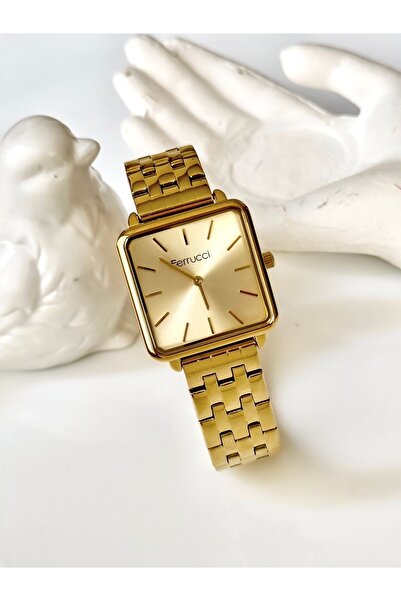 Ferrucci FERRUCCİ-(ALTIN RENK)kare kasa kadın kol saati-