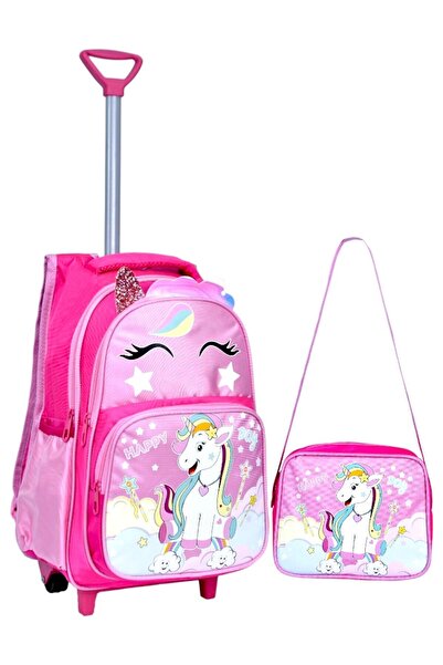 HAY STORE Çekçekli Pembe Unicorn Baskılı, Ortopedik Sırt Özellikli, İlkokul Ç...