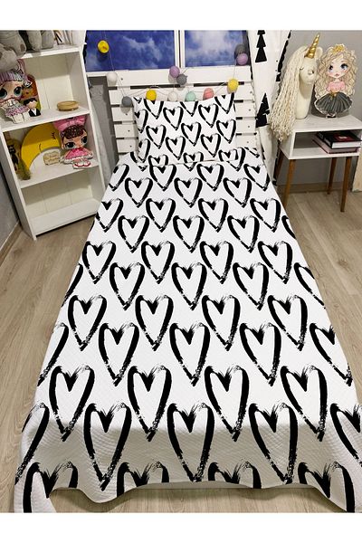 yok yok evim eve dair her şey Single Romantic Black Heart Pique Set