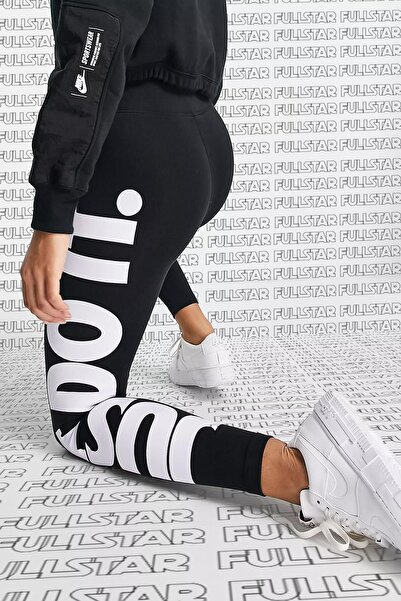 Nike Sportswear High Rise Printed Leggings Cotton Pamuklu Baskılı Yüksek Belli Tayt Siyah