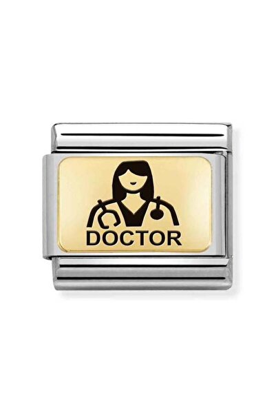 NOMİNATİON Composable Classic Plates (ıc) In Steel And 18k Gold Doctor (her)