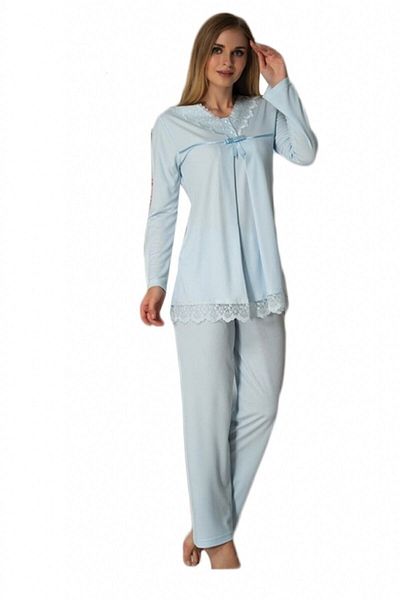 Effort Pijama Set de pijamale de maternitate albastru cu mâneci lungi 4032