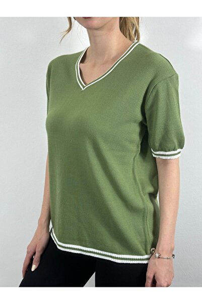 GND Μονόχρωμο μπλουζάκι V-Neck Seasonal - Λεπτομερές