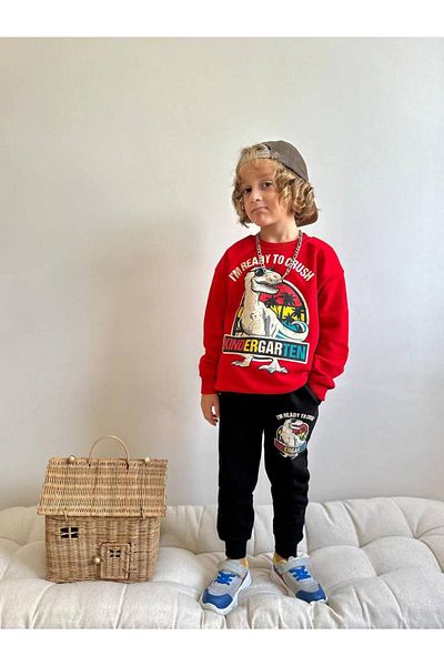 YİGİT BUTİK Boy's Dinosaur Printed Suit