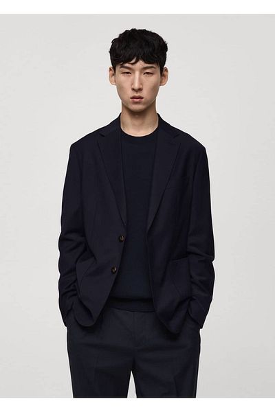 MANGO Man Slim Fit Woolen Blazer Jacket with Pockets
