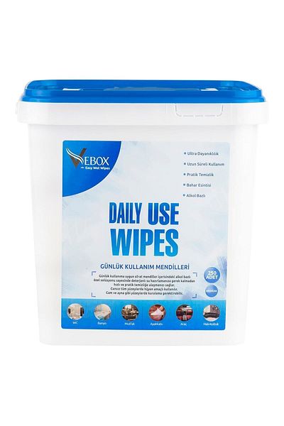 VEBOX Daily Use Wipes Daily Use Bucket Wet Wipes 250 Pieces