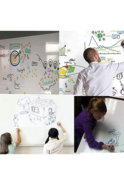 Reidan Beyaz 45x200 Yapışkanlı Proje Iş Ev Uyumlu Esnek Tahta Duvar Cam Sticker Board Beyaz Yazı Tahtası
