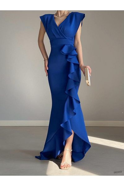 vuvutasarım Rochie de seară de absolvire Uzn și rochie cu volant din țesătură creponată - 729 582663