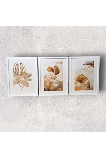 bestablo 3 Parça Dekoratif  Çiçekler Ahşap Tablo Seti ,Ev Dekoru Bestablo