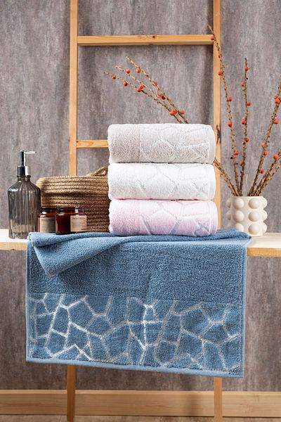 Elaganya Prosop cu model catifea 50x90cm - 100% bumbac, 4 bucăți, 800gr
