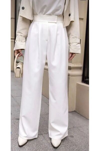 MODA Kadın Yüksk Bel Cırtlı Beli Palazzo Pantolon