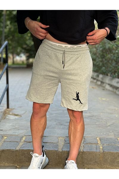 DEEPSENCE Καλούπι Slimfit για ανδρικό υφασμάτινο γκρι χτενισμένο ποδοσφαιράκι με στάμπα