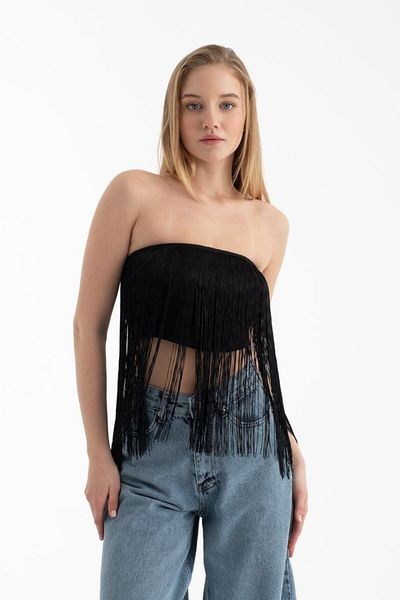 Hiccup Αμάνικο Crop Top με φούντες