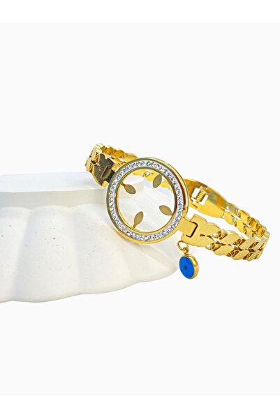 Home Paslanmaz Çelik Çeyrek Takılan Pullu Nazar Boncuklu Kelepçe